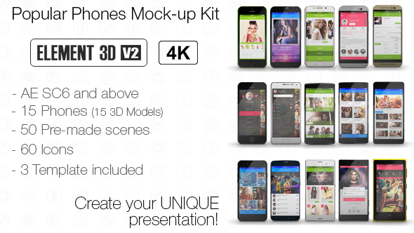 Download Popular Phones Mock-up Kit - Project for After Effects (Videohive)